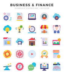 Set of Business & Finance icons. Vector Illustration.