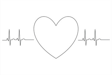 Heart continuous one line art drawing color shape Love sign outline Vector illustration
