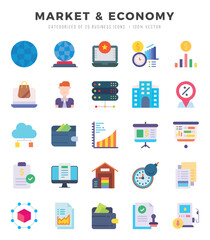 Market & Economy Flat icons. Vector Flat illustration.