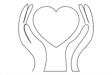 Heart continuous one line art drawing color shape Love sign outline Vector illustration
