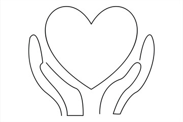 Heart continuous one line art drawing color shape Love sign outline Vector illustration
