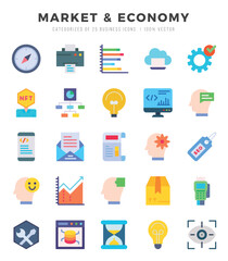 Market & Economy Icons bundle. Flat style Icons. Vector illustration.