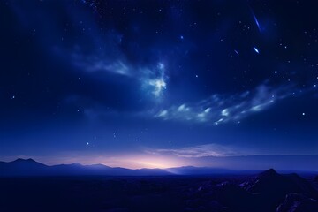 A breathtaking night sky with stars and majestic mountains.