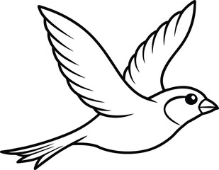 Sparrow silhouette vector illustration.