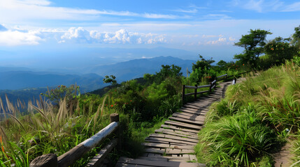 Obraz premium Thailand mountain landscape with morning fog shot at Doi Inthano