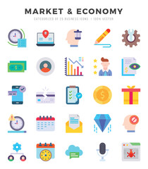 Market & Economy icons set. Vector illustration.