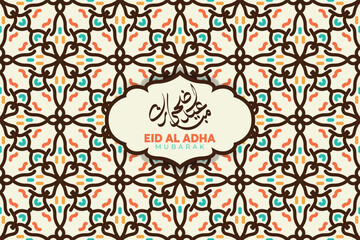 Eid Al Adha festival. Greeting card with vintage background. Eid Mubarak theme. Vector illustration.