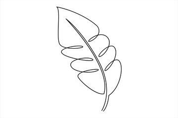 Continuous one line drawing of Leaf outline vector art illustration isolated on white background
