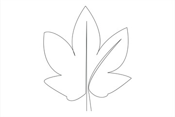 Continuous one line drawing of Leaf outline vector art illustration isolated on white background
