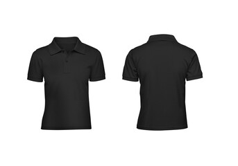 Ultimate Blank Mockup Set for Kids, Black Polo Shirts with Front and Back Views Transparent Background Template.