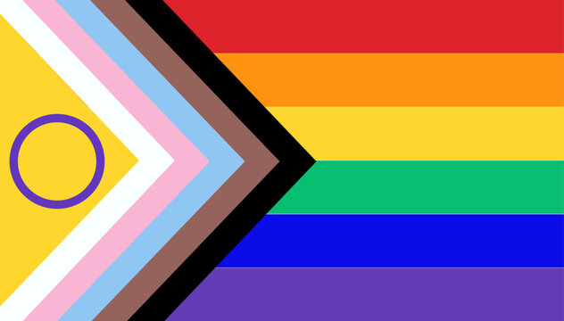 New LGBTQ Pride Flag Vector. New & Updated Intersex Inclusive Progress Pride Flag..