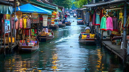 Obraz premium Bustling Indonesian Floating Market