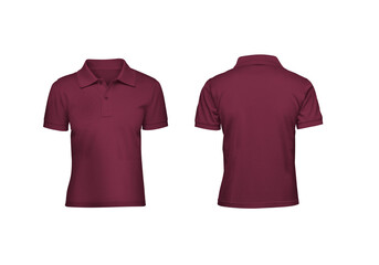 Ultimate Blank Mockup Set for Kids, Maroon Polo Shirts with Front and Back Views Transparent...