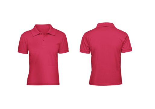 Ultimate Blank Mockup Set for Kids, Red Polo Shirts with Front and Back Views Transparent Background Template.