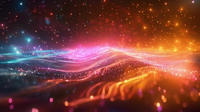 A shimmering spectrum of glowing lights demonstrating the intertwined nature of the electromagnetic and weak nuclear forces.
