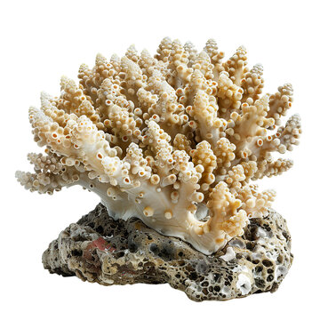 Front view of a Pavona Coral isolated on a white transparent background