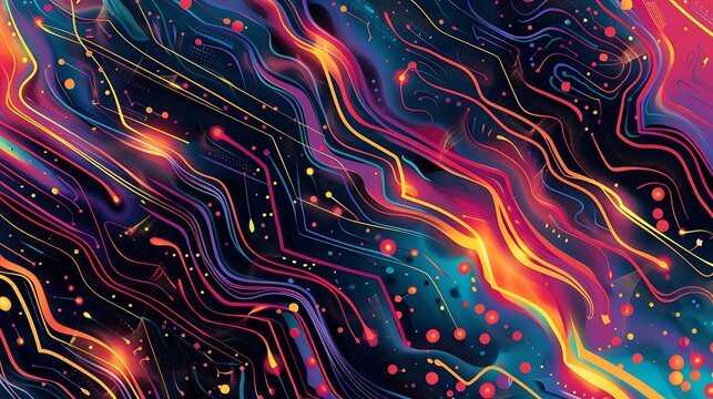 Vibrant Abstract Circuit Board Background: Technology, Innovation, and Connectivity Concept in a Dynamic Composition. Perfect for Tech Industry, Science, and Futuristic Designs