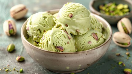 High-quality pistachio ice cream consistency