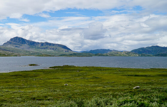 View of Vinstre lake situated in Jotunheimen