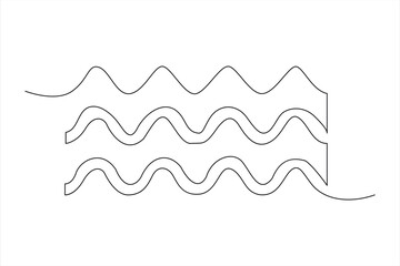 Continuous one line drawing of ocean sea wave outline vector art illustration
