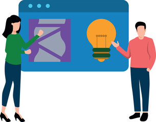 Boy and girl working on marketing ideas.