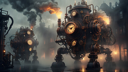 Obraz premium steam robot engine 