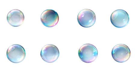 Crystal-clear bubbles, like tiny globes, reflecting light on a clean surface