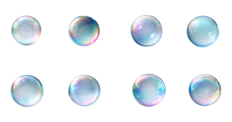 Crystal-clear bubbles, like tiny globes, reflecting light on a clean surface