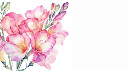 Obraz premium painting watercolor flower background illustration floral nature. pink flower background for greeting cards weddings or birthdays. Copy space