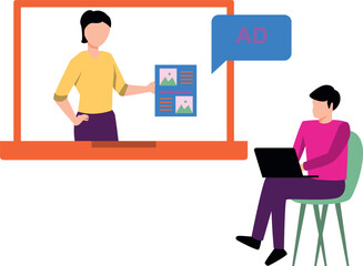 Boy looking at online ads.