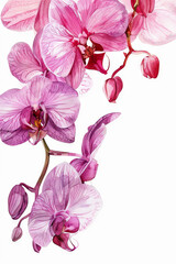 Obraz na płótnie Canvas painting watercolor flower background illustration floral nature. pink orchid flower background for greeting cards weddings or birthdays. Copy space.