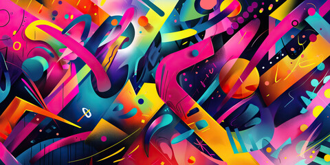 Colorful Chaos: A playful mix of colors and shapes scattered across the background, adding a sense of fun and spontaneity