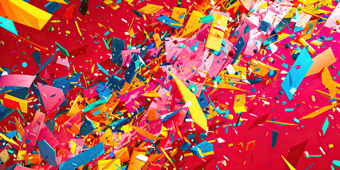 Colorful Chaos: A playful mix of colors and shapes scattered across the background, adding a sense of fun and spontaneity