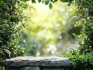 stone table in garden