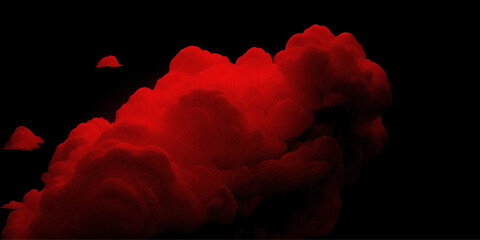 Red smoke explosion on black background, abstract smoke cloud background, bubble smoke cloud.