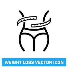Weight loss and fitness - vector line icon.