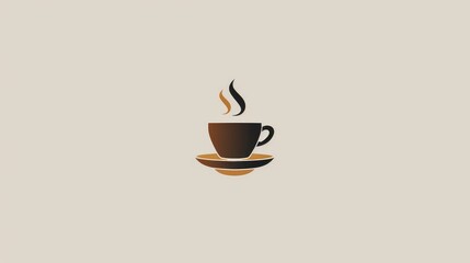Obraz premium A sleek coffee shop logo featuring a minimalist coffee cup with steam, elegantly displayed on a crisp white background
