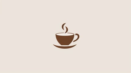 A sleek coffee shop logo featuring a minimalist coffee cup with steam, elegantly displayed on a crisp white background