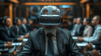 Obraz premium Business people wearing VR glasses in the office