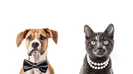 A clean, minimalist pet logo featuring a silhouette of a dog and cat in a playful pose on a white background