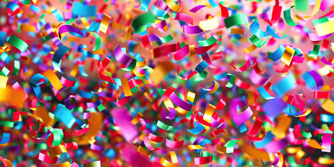 Obraz premium Confetti Celebration: Bright, scattered confetti shapes in a random pattern, evoking a sense of festivity and joy