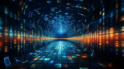 Through time and space,Abstract tunnel, corridor with rays of light and new highlights. Abstract background, neon. Scene with rays and lines, Round arch, light in motion, night view. Neo-Academism Dat