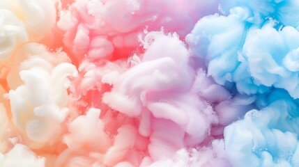 Obraz premium Colorful, vibrant clouds of pastel pink, blue, and orange create a dreamy, abstract background perfect for creative designs and artistic projects.