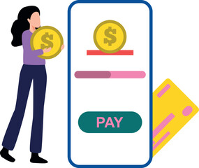 The girl is paying online.