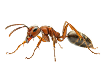 ant's head, revealing its intricate compound eyes and antennae, , isolated on white background.