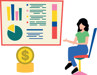 The girl is working on the dollar graph.