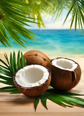 coconut on beach, coconut, coconut fruit, coconut, top level view, beautiful view