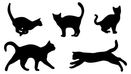 Cats' silhouettes, set of cats