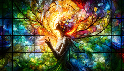 Obraz premium Stained glass dryad