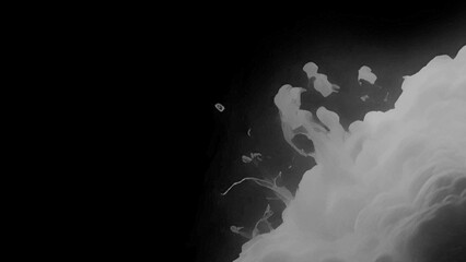 Grey smoke explosion on black background, abstract smoke cloud background, bubble smoke cloud.